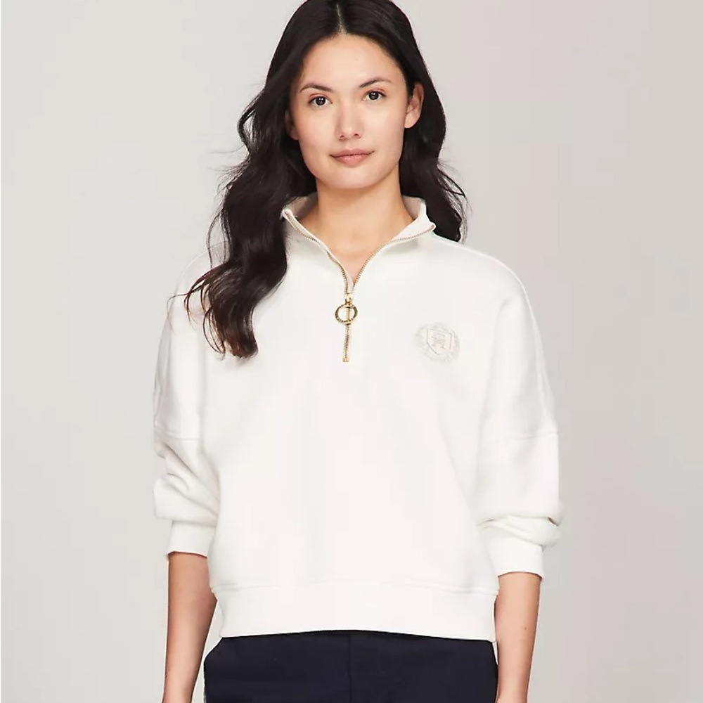 Tommy Hilfiger Embroidered Crest Half-Zip Sweatshirt